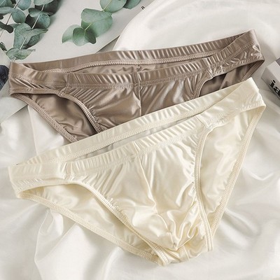 Ice Silk Slip Smooth Unterhose Low Waist Unterwäsche Einfarbig Design