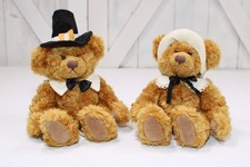 Russ Berrie Plush Thanksgiving Pilgrim Teddy Bears Plymouth and Mayflower Pair