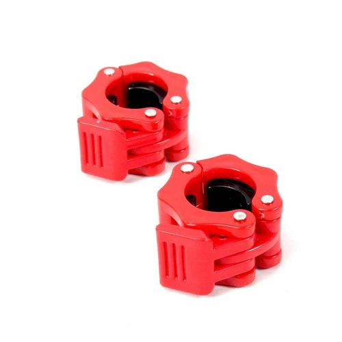 Red Spinlock Collars – Pair of Barbell/Dumbbell Clips 25mm (1") standard bars