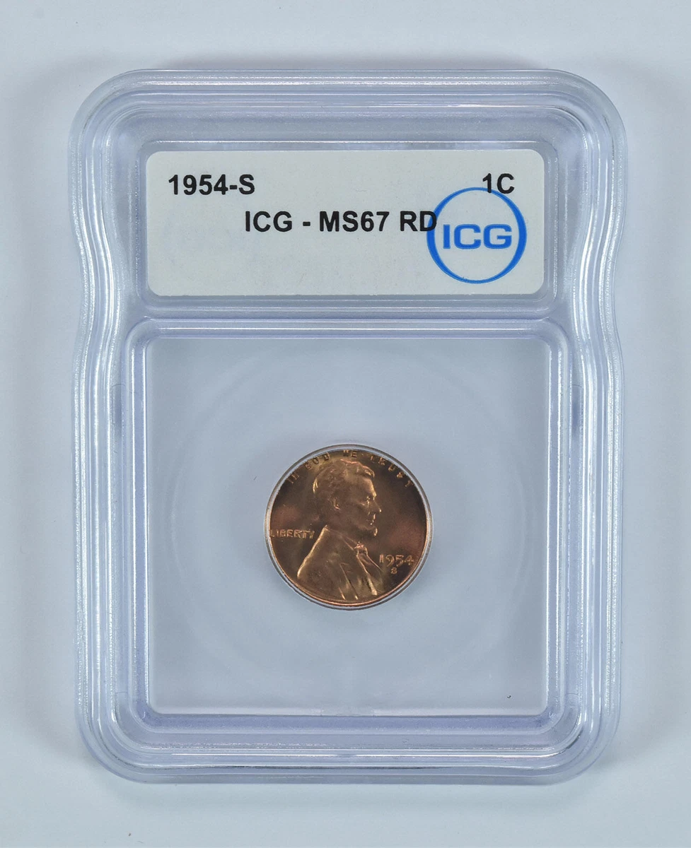 MS 67 Graded 1954 Lincoln Wheat US Small Cents (1909-1958) for