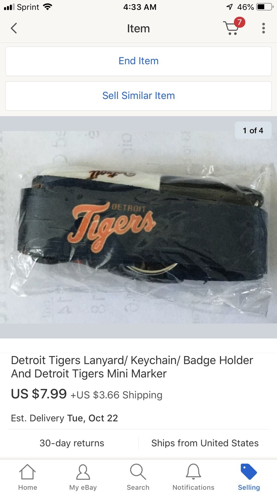 Detroit Tigers Lanyard/ Keychain/ Badge Holder + Detroit Tigers Mini Marker