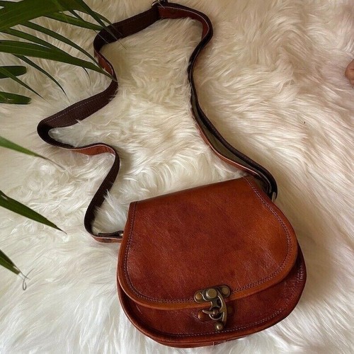 Top Grain Vintage Leather Bag's Women Satchel Saddle Messenger Crossbody Purse - Picture 2 of 2