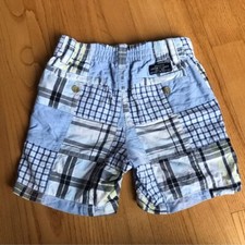 Janie and Jack plaid shorts blue white yellow navy light boys size 12-18 months