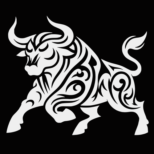 Charging Rampaging Tribal Bull Ox Die Cut Vinyl Decal Sticker Left Right or Pair - Picture 4 of 6
