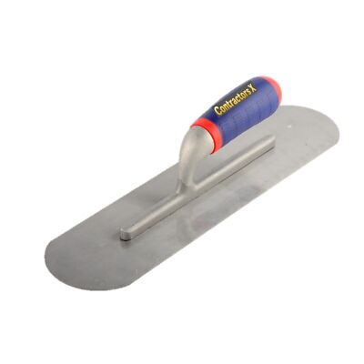 14'' x 4'' Swimming Pool Trowel - Concrete Trowel - Rounded Trowel w/ TPR Handle