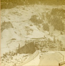 Stereoview Photo Great St Gothard Tunnel Wassen Switzerland Train 1901 Kiburn