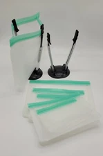 2 PK Food Storage Bag Holder Plus 6 Reusable BPA Free Meal Prep Bags