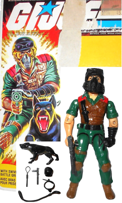 GI JOE vintage 1984 MUTT JUNKYARD Dog handler Complete FULL backer