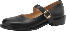 Women's Cowhide Mary Janes Shoes with Round Toe，size UK 6/UK 7.5/UK 10