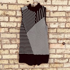 DANA BUCHMAN Women’s Size Small S Sleeveless Sweater Dress Black White