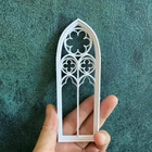 2PC Gothic Window 1/12 Scale Dollhouse Miniatures White Model Uncolored Building