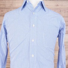 POLO RALPH LAUREN ANDREW BLUE CHECK BUTTON UP DRESS SHIRT SIZE 16 34/35