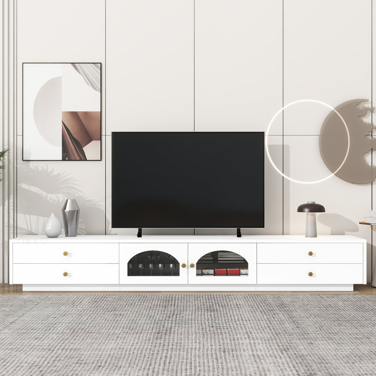 For Tvs Up To 90'' Modern Entertainment Center With Fluted G