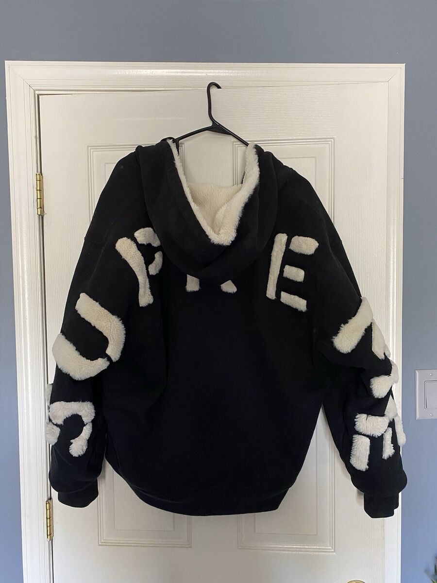 Supreme Faux Fur Lined Zip Up Hooded Sweatshirt 'Black (size Supreme Faux Fur Lined Zip Up Hooded Sweatshirt 'Black (size