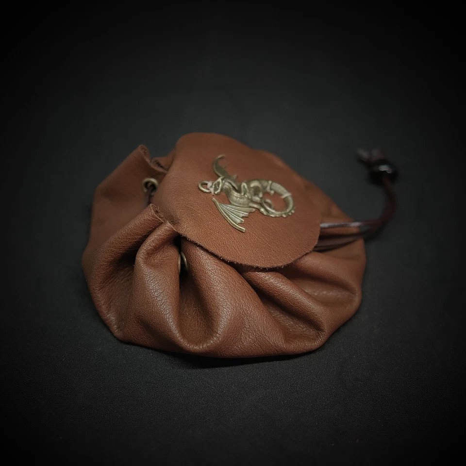 Bolso de dados dragón de cuero hecho a mano para 5-6 juegos de dados accesorio DND RPG Foto 4 de 4