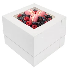 10pcs Cake Boxes 10x10x8 Inches White Bakery Boxes with Window Tall Cake Cont...