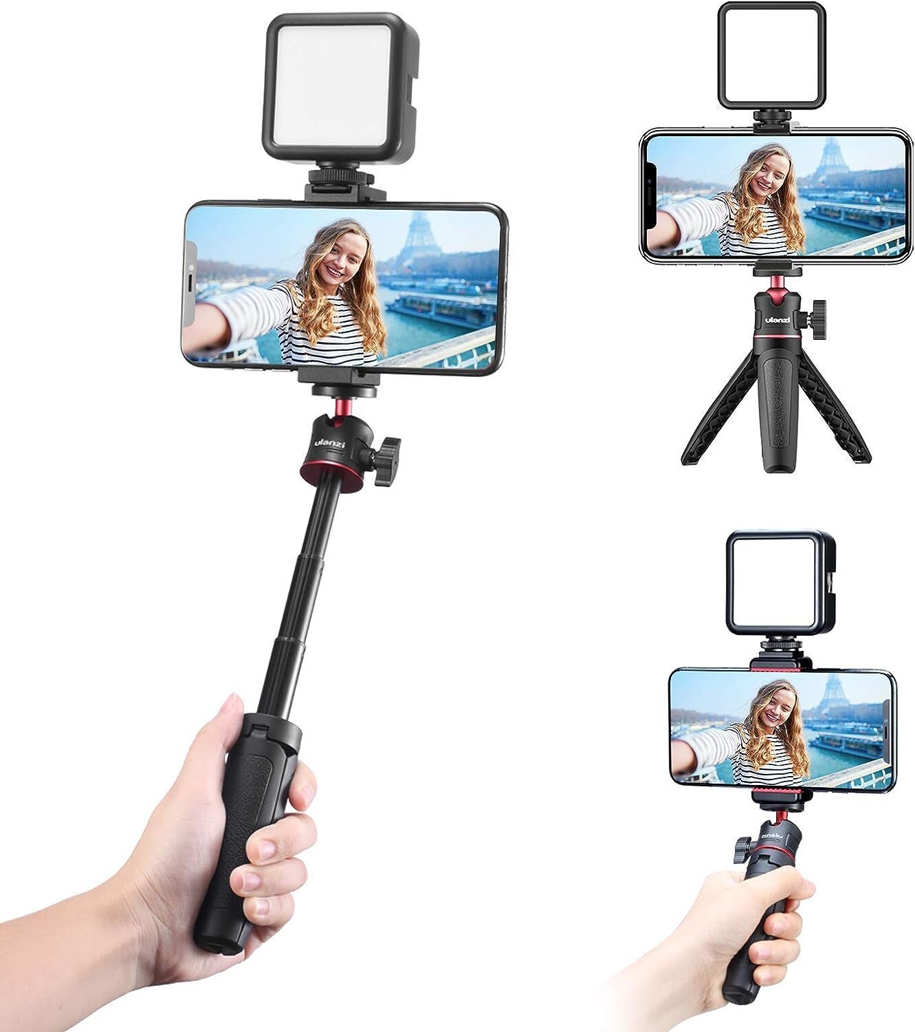 Smartphone Vlogging Kit with Adjustable Handle Grip Mini Tripod Dimmable-image