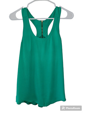 Express Tunic Tank Top Green Size Small with Zipper Back