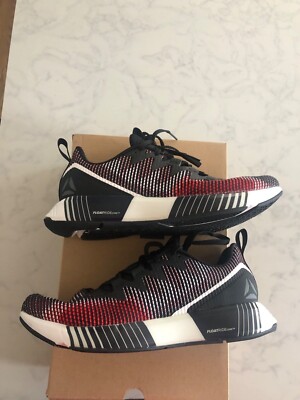 SIZE 8 REEBOK MEN'S FUSION FLEXWEAVE BLACK ASH GREY WHITE RED MEN SHOES CN2410 