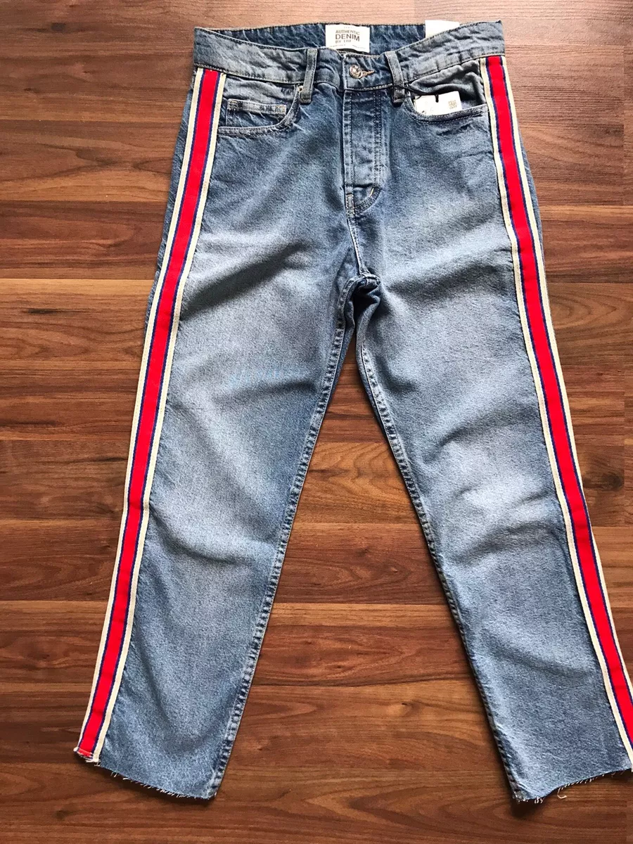 Jeans with red and blue deals stripe