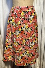 Requirements Womens Floral A-Line Midi Skirt Sz M Pre-owned