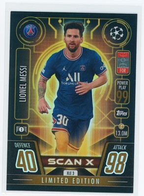 Lionel Messi #3 Scan X Limited Edition Topps UCL Match Attax PSG