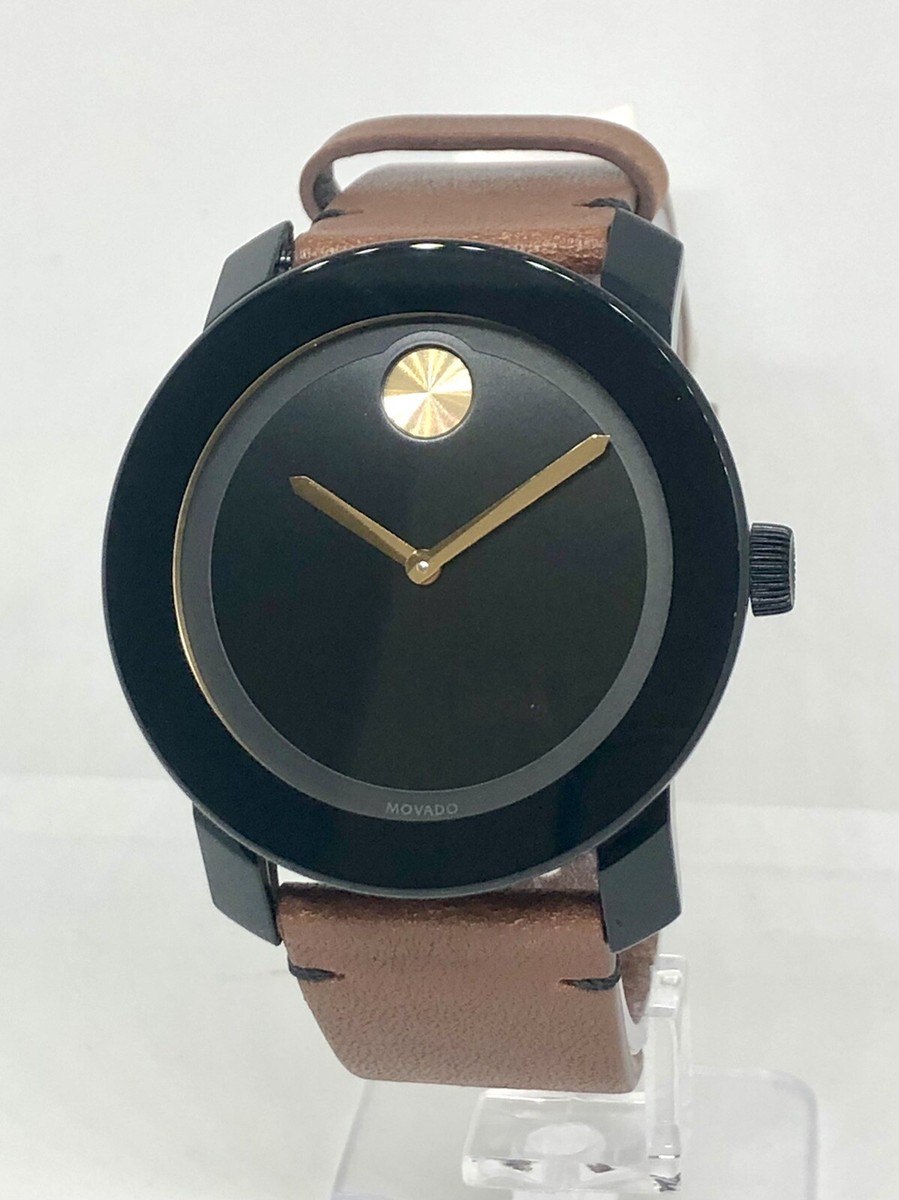 Movado Group Movado 2017 MOVADO BOLD 42MM BLACK MUSEUM DIAL BROWN