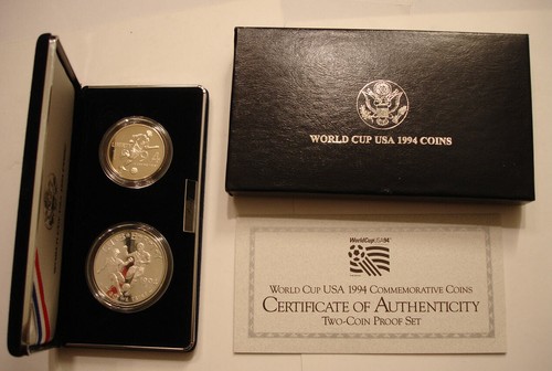 1994 WORLD CUP SOCCER COMMEMORATIVE Halve & Silver Dollar superb GEM PROOF OGP