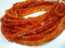 Natural Carnelian Rondelle Faceted Beads Sold per Strand 8 inc long Size 5-6mm