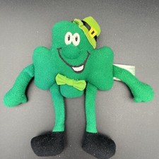 Vtg Russ Irish Clover Plush Ornament Stuffed Animal Green 5" St Patricks Day