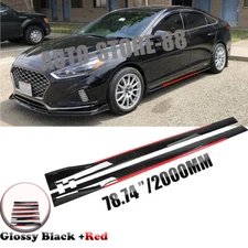 For Hyundai Sonata 78.7" Red Side Skirt Extension Body Kit Lip Splitters