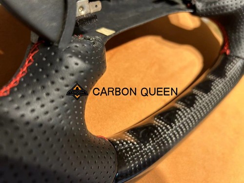 94-04 YEARS Ford Mustang GT CARBON FIBER STEERING WHEEL W/ BK LEATHER RED RING - Picture 4 of 9