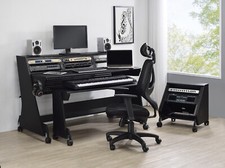 Musiea 2EX008 88 Keys Pro Music Studio Desk Workstation with Rack Cabinet Black