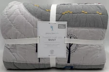 Pottery Barn Kids Things That Go FULL / QUEEN Cars Trucks Quilt ~ Gray Multi