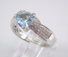 1.50Ct Trillion Cut Lab-Created Aquamarine Engagement Ring 14K White Gold Plated