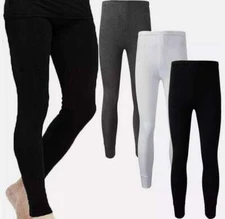 100% Cotton Long Johns Bottoms Men Fleece Lined Thermal Underwear Leggings Pants