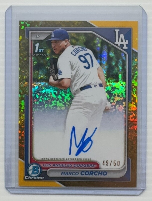 2024 Bowman Chrome Marco Corcho 1st Gold Mini-Diamond Refractor Auto #49/50