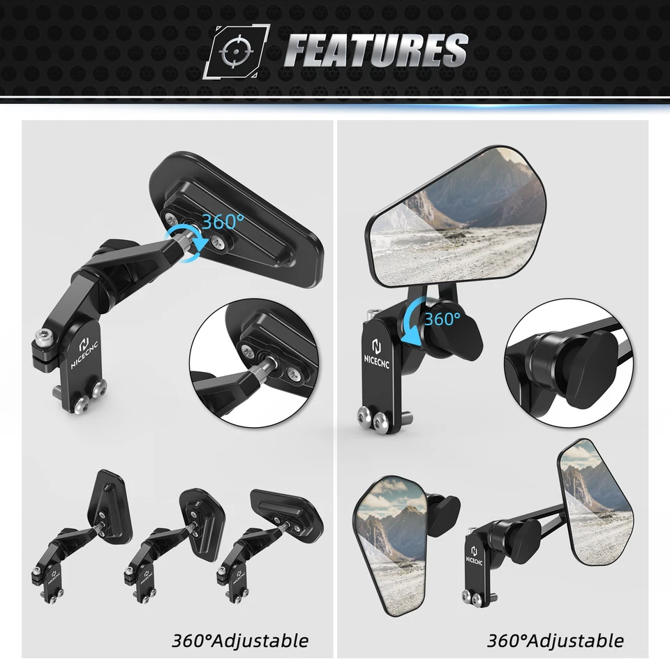 Kit de espejos retrovisores abatibles rápidos plegables universales NICECNC para KTM 500EXC 500XCW 505XC-F Foto 4 de 4