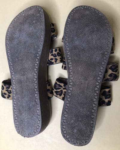 Report Wedge Platform Sandals US 7 Leopard Fabric Pattern Straps Rubber Sole - Picture 6 of 8