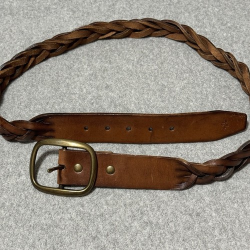 Cole Haan Men’s A34884 38/95 Braided Woven Leather Belt Large Brass Buckle - Picture 6 of 11