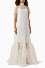 Fashion Womens White Sheer Organza Dress Bridal Bridesmaid Event Party Wear Gown