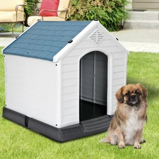  32" H Indoor Outdoor Dog Pet House with Elevated Floor and Air Vents