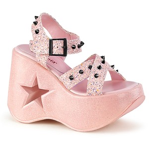 pink glitter platform heels