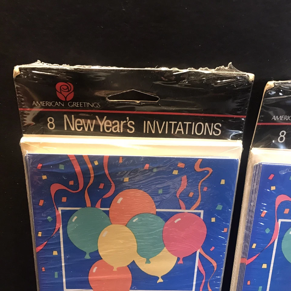 2 Paquetes Invitaciones Año Nuevo Vintage Tarjetas de Felicitación Americanas Estilo Años 80 90 Foto 4 de 4