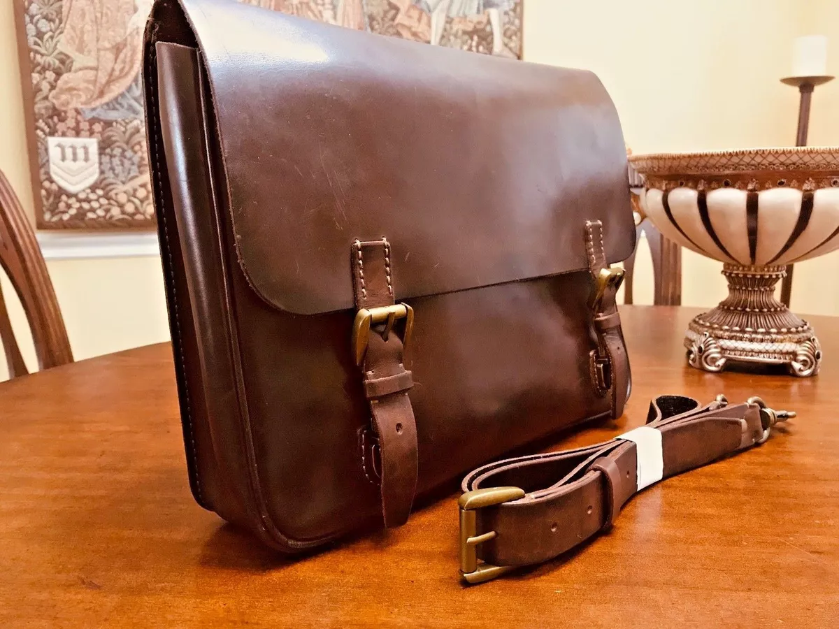 FOSSIL Burnished Leather Briefcase / Messenger Bag / Postal Bag- ARCHIVE EDITION