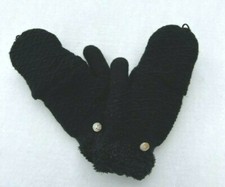 Women Winter Glove Mitten Fingerless Insulated Knit w/ Fuzzy lining Thick, Black