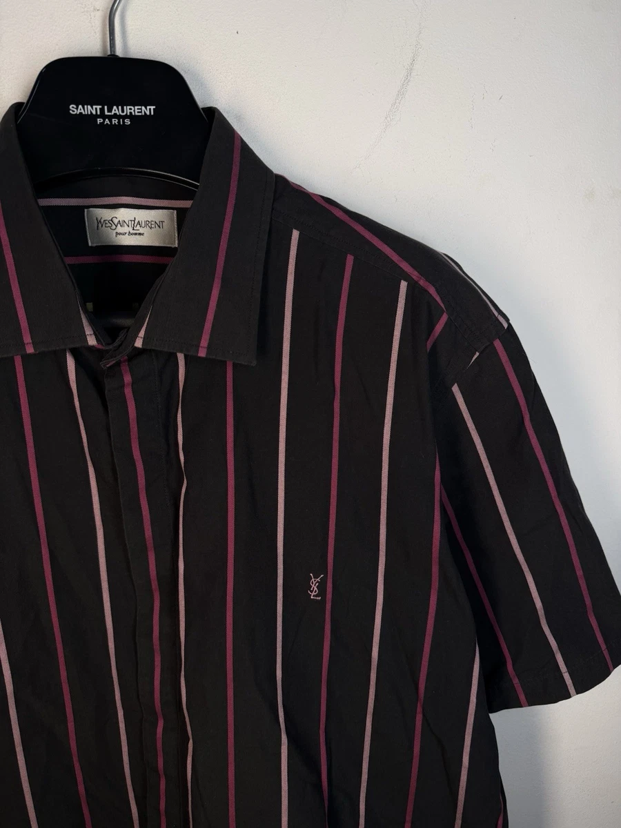 Saint Laurent Short Sleeve Striped Casual Button-Down Shirts for