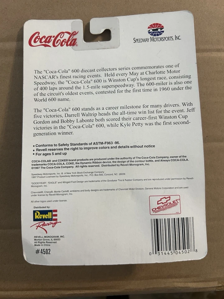 1997 Revell гонки Coca-Cola 600 NASCAR #1 Монте-Карло литой автомобиль масштаб 1/64 - Изображение 2 из 2