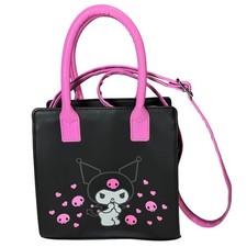Loungefly Sanrio Kuromi Skulls Hearts Mini Satchel Crossbody Black Pink