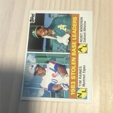 Topps 1984 Stolen Base Leaders Rickey Henderson Tim Raines #134 Athletics Expos